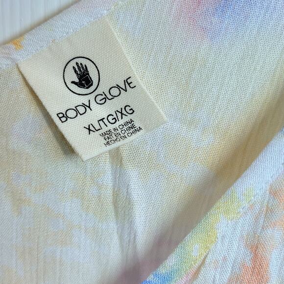 Body Glove Nicole Cover-Up Dress Sz XL Yellow Tie-Dye Flowy Relaxed Sheer - Picture 9 of 10